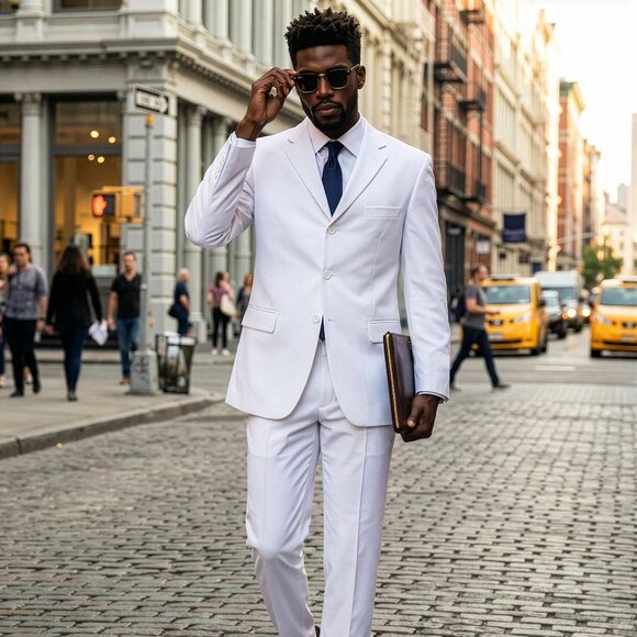 Demantie Other - New 2026 Mens 2pc Solid White Suit Set, Modern Fit